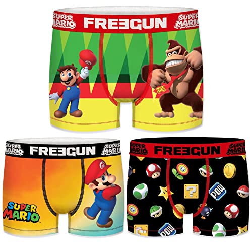 FREEGUN Herren-Boxershorts Super Mario Bros, Packung mit 3 Dk, S von FREEGUN