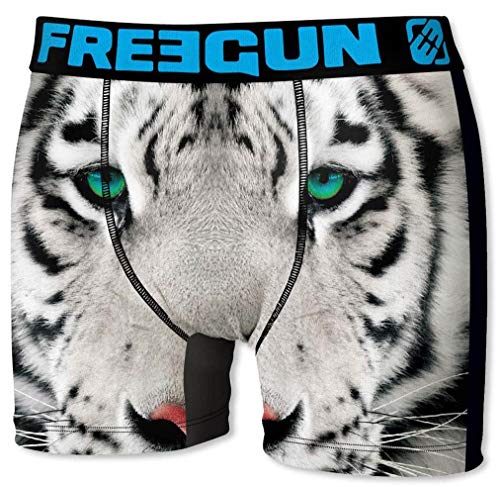 FREEGUN Herren Boxershorts Wild-Faces-Edition, 7 MEGA Designs in 5 Größen (M/5/48, Weißer Tiger) von FREEGUN