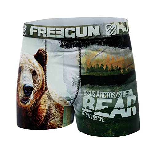 FREEGUN Herren-Boxershorts aus recycelter Mikrofaser mit Tiermotiven, Bär 30, L von FREEGUN