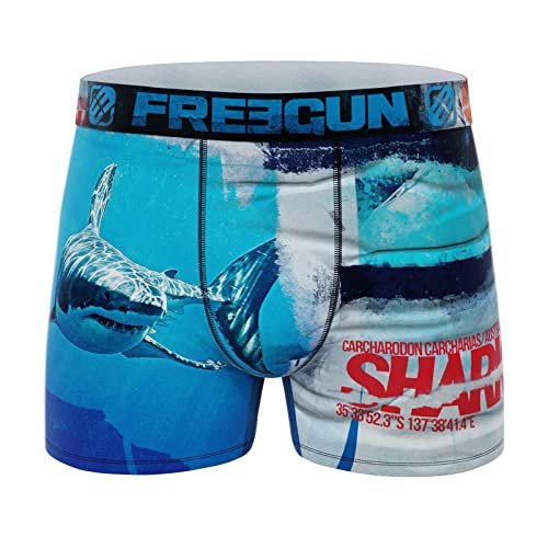 FREEGUN Herren-Boxershorts aus recycelter Mikrofaser mit Tiermotiven, Hai 30, M von FREEGUN