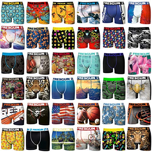 Boxershorts Herren Pack Surprise, Unterhosen Männer, Zufälliges Muster, Leicht (5er Pack), Mehrfarbig, M von FREEGUN