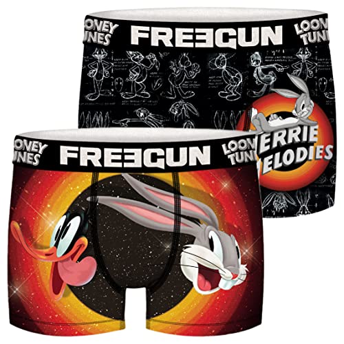 FREEGUN Looney Tunes Herren Boxershorts 2er Pack Bugs Bunny Daffy Duck Druck S M L XL XXL, Größe:M, Farbe:Motivmix 1 von FREEGUN