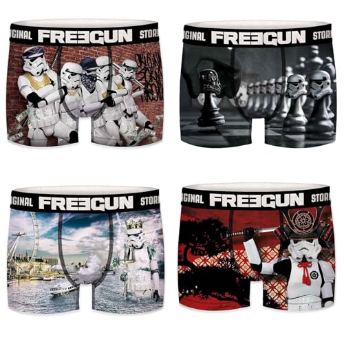 FREEGUN Stormtrooper Shepperton Design Studios Boxershorts für Herren, 4 Stück, Joke Pack, S von FREEGUN