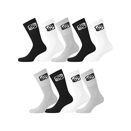 Sportsocken Herren Luftiges Netzgewebe, Socken Herren, Atmungsaktiv (9er Pack), Schwarz/Weiß/Grau, 39/42 von FREEGUN