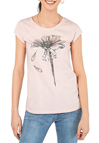 FRESH MADE Damen Pailletten T-Shirt Baumwolle Rundhals Light-Rose M von FRESH MADE