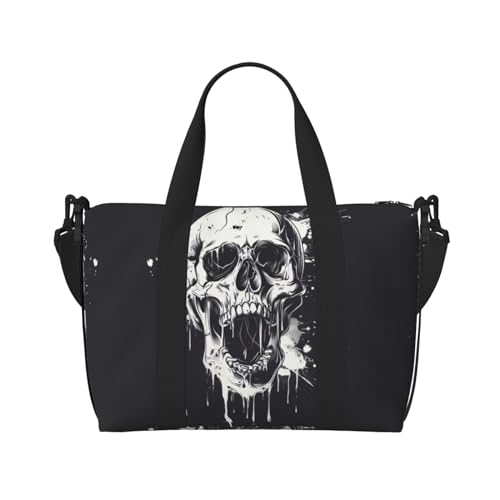 Horror Geist Skull Print Allrounder Reise Turnbeutel, ideal für Business, Sport, Wochenendaufenthalte, Schwarz, One Size, sc schwarz, One Size von FRESQA