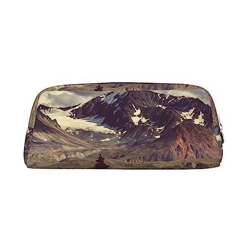 FRGMNT Arktische Landschaft Alaska Mountains Scenery Print Federmäppchen, stilvolles Leder für Federmäppchen, gold, Einheitsgröße, Kinderrucksack von FRGMNT