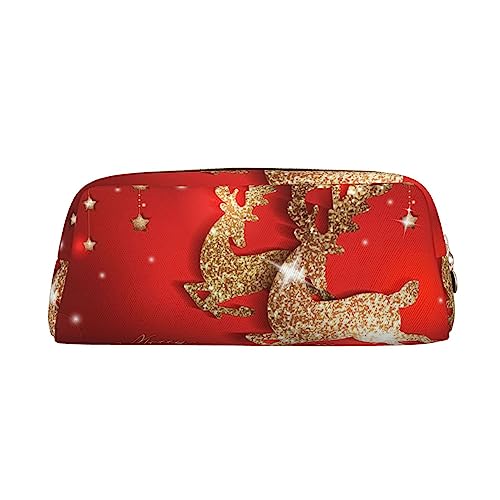 FRGMNT Federmäppchen, Motiv Frohe Weihnachten, stilvolles Leder für Federmäppchen, gold, Einheitsgröße, Kinderrucksack von FRGMNT