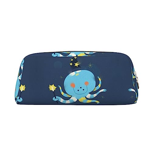 FRGMNT Federmäppchen mit Cartoon-Oktopus-Aufdruck, stilvolles Leder für Federmäppchen, gold, Einheitsgröße, Kinderrucksack von FRGMNT