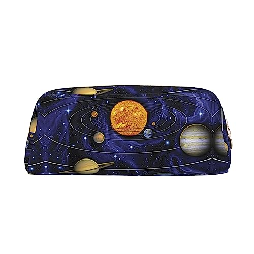FRGMNT Federmäppchen mit Sonnensystem-Aufdruck, stilvolles Leder für Federmäppchen, gold, Einheitsgröße, Kinderrucksack von FRGMNT