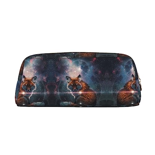 FRGMNT Fox On The Galaxy-Federmäppchen, stilvolles Leder für Federmäppchen, gold, Einheitsgröße, Kinderrucksack von FRGMNT