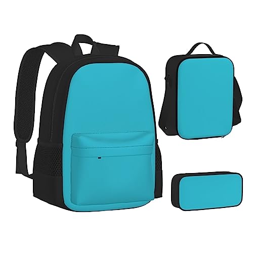 FRGMNT Segelboot Wellen und Oktopus Rucksack Schule Büchertaschen Set Lunchtasche Federmäppchen Schulrucksäcke für Teen Mädchen Jungen, azurblau, Einheitsgröße, Schulrucksack von FRGMNT