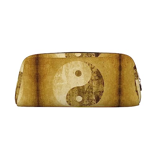 FRGMNT Yin Yang Symbol Print Federmäppchen, stilvolles Leder für Federmäppchen, gold, Einheitsgröße, Kinderrucksack von FRGMNT