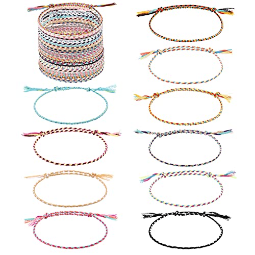 FRIUSATE 30 Stück Freundschaft Armbänder, Handgefertigt Geflochten Wickelarmband Kinder Mädchen Armband Gewebte Dünn Armbänder Freundschaftsarmband für Frauen Mädchen von FRIUSATE