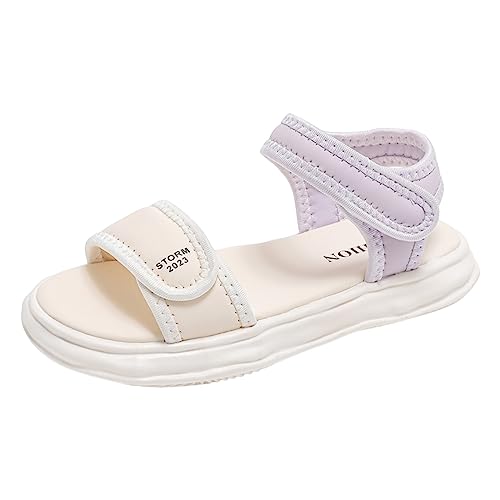 FRMUIC Kinderschuhe Lässig flache Sandalen mit Fischmaul Bequeme weiche Sohle Kinder Strandsandalen (Purple, 27.5 Little Child) von FRMUIC