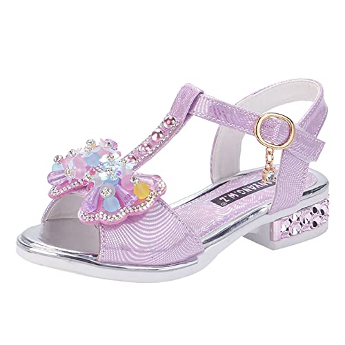 Sommer Mädchen Sandalen Perle Offene spitze Prinzessin Schuhe Kinderschuhe Arbeiten Dicke Sohlen Schmetterlings Sommer offener Zehe Prinzessin Schuhen Sommerschuhe Mädchen (Purple, 27.5 Little Child) von FRMUIC