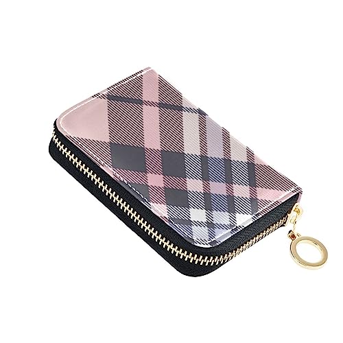 FRODOTGV Buffalo Plaid Schottland Pink Slim Kreditkartenetui Mädchen risikofrei RFID Geldbörse Leder Reißverschluss Tasche Geldbörse für Reisen, Buffalo Plaid Scotland Pink, 1 size, Classic von FRODOTGV