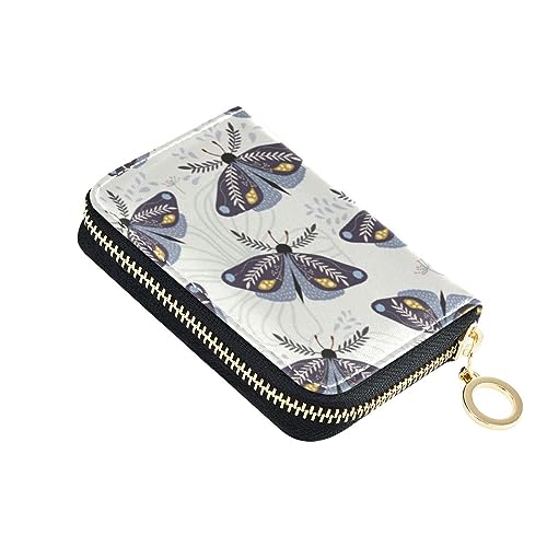 FRODOTGV Dekoratives modernes Kreditkartenetui mit Schmetterlingen, für Damen, sichere RFID-blockierende Brieftaschen, Leder, Reißverschluss, Geldorganizer, Dekorative moderne Schmetterlinge, 1 size, von FRODOTGV