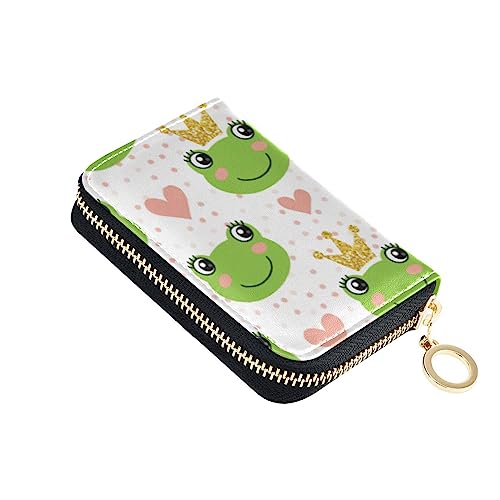 FRODOTGV Niedlicher Frosch mit Krone, Mini-Kartenetui für Mädchen, sichere RFID-Geldbörse, Leder, Reißverschlusstasche, Süße Froschkrone, Einheitsgröße, Classic von FRODOTGV