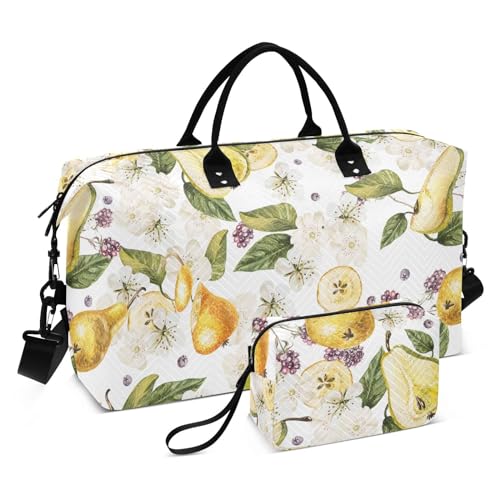 FRODOTGV Schwarze Beeren Birnenblume, zeitgenössische große Reisetasche, Handgepäck, Wochenendtasche, multifunktionale Sporttasche, Turnbeutel mit verstellbarem Riemen für Reisen, Geschäftsreisen, von FRODOTGV