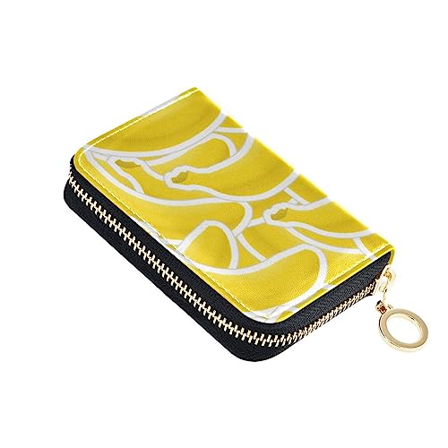 FRODOTGV Yellow Bananas Mini-Kartenetui für Damen, sicherer RFID-Kartenhalter, Leder, Reißverschlussfach, Gelbe Bananen, 1 size, Classic von FRODOTGV