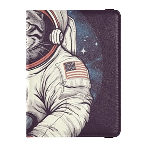 Independence Day Cat Astronaut Illustration Pass und Impfkartenhalter Combo, Reisepass-Brieftasche, Reisepasshülle aus Leder, Kombination mit Impfkartenfach für Frauen und Männer, Unabhängigkeitstag von FRODOTGV