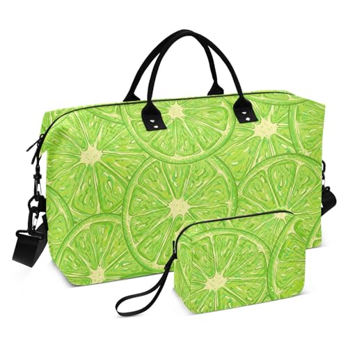 Reisetasche, Sporttasche, Turnbeutel, 2-teiliges Set, Wochenendtasche mit verstellbarem Riemen, für Sport, Geschäftsreisen, Zitrusgelb, Zitrusfrüchte, 1 Size von FRODOTGV