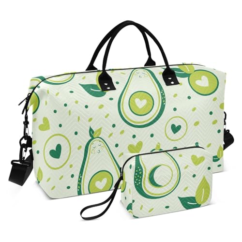 Reisetasche, Sporttasche, wasserdicht, Handgepäcktasche mit verstellbarem Riemen, für Trekking, Trekking, Trekking, Lächeln, Avocado, tropische Früchte, Smiling Avocado Tropical Fruit Halves, 1 Size von FRODOTGV