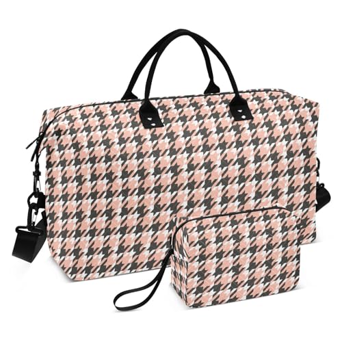 Übergroße Reisetasche, Motiv: Hahnentrittmuster, Tweed, Wochenendtasche, wasserdicht, Reisetasche, Turnbeutel mit Kulturbeutel für Sport, Wandern, Hahnentritt-Tartan-Tweed, 1 Size von FRODOTGV