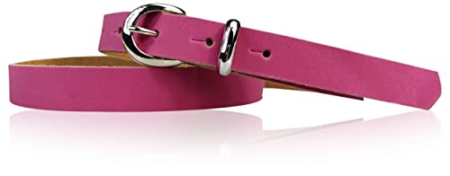 FRONHOFER schmaler Damengürtel 2 cm, silbern glänzende Schnalle und Schlaufe, echt Leder, 18992, Größe:Körperumfang 110 cm/Gesamtlänge 125 cm, Farbe:Pink von FRONHOFER