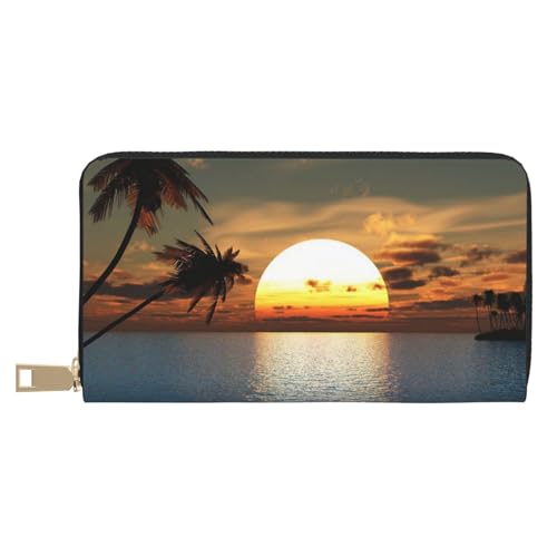 FROON Beach Sunrise Lange Kunstleder-Clutch, schick, stilvolle Damengeldbörsen für moderne Frauen, großes Fassungsvermögen, Kartenhalter und Organizer-Taschen, strapazierfähige Geldbörse, Handtasche FROON Beach Sunrise Lange Kunstleder-Clutch, schick, stilvolle Damengeldbörsen für moderne Frauen, großes Fassungsvermögen, Kartenhalter und Organizer-Taschen, strapazierfähige Geldbörse, Handtasche von FROON