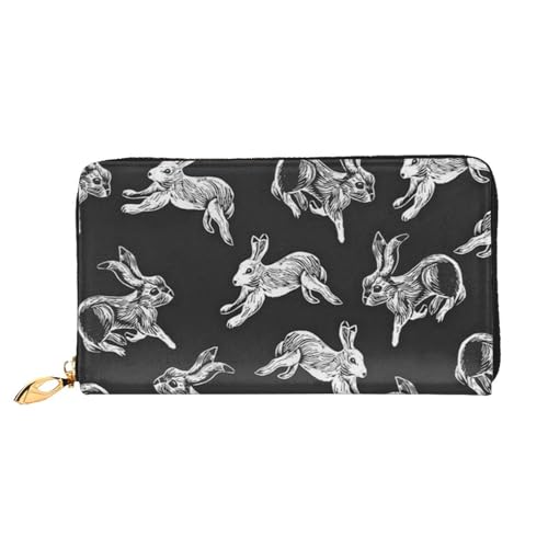 FROON Lange Handheld Leder Geldbörse Mode Bunny Kaninchen Brieftasche Business Leder Pocketbook Geldtasche für Geschenke, Schwarz , Einheitsgröße von FROON