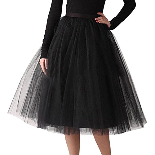 Tüllrock Damen Midi Retro 50er Rockabilly Rock Hohe Taille Tütü Rock Petticoat Unterrock Ballett Blase Petticoat Tuturock Karneval Damen Kostüm Lang Reifrock Kleid Tüll Underskirt von FROON