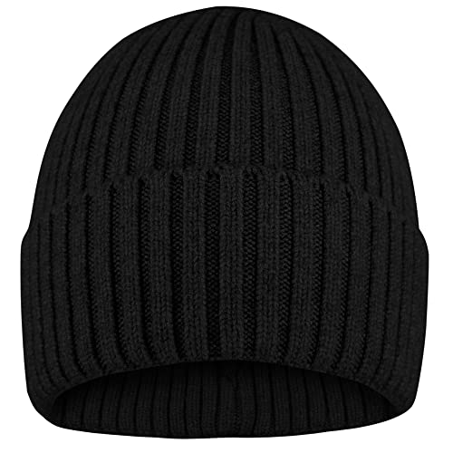 FRFSOHEWIN Mütze Beanie Unisex Wintermütze Strickmütze Winter Haube für Damen Herren Weich Warm Stretch Bequem Atmungsaktiv Schwarz von FRSOHEWIN