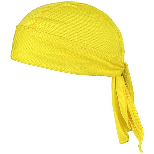 FRSOHEWIN Bandana Cap Piratenkopftuch Piratentuch Kopftuch Sommer Unterziehmütze Kopfbedeckung Durag Sport Unterm Radhelm Kopftücher Piraten Gelb von FRSOHEWIN