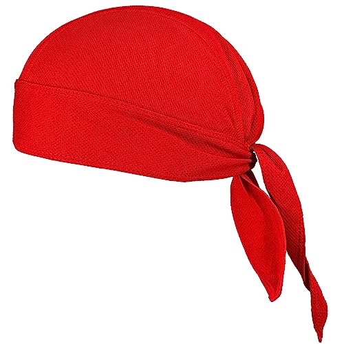 FRSOHEWIN Bandana Cap Piratenkopftuch Piratentuch Kopftuch Sommer Unterziehmütze Kopfbedeckung Durag Sport Unterm Radhelm Kopftücher Piraten Rot von FRSOHEWIN