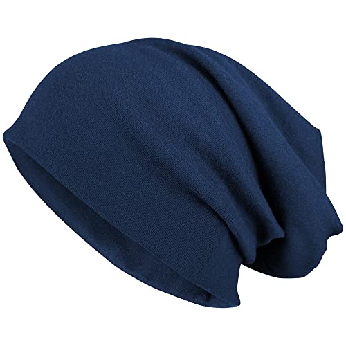 FRSOHEWIN Slouch Beanie Mütze Herren Damen Elastisch Weich Warm Baumwolle Unisex Gr. 52-65cm Frühling Herbst Winter Dunkelblau von FRSOHEWIN