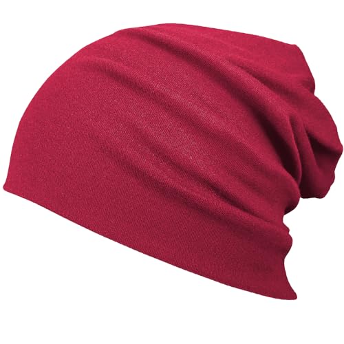 FRSOHEWIN Slouch Beanie Mütze Herren Damen Elastisch Weich Warm Baumwolle Unisex Gr. 52-65cm Frühling Herbst Winter Rot von FRSOHEWIN