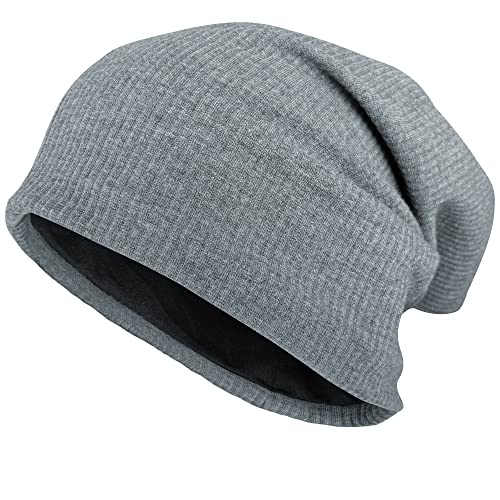 FRSOHEWIN Slouch Beanie Gorro para Hombre y Mujer, diseño de Rayas, Elegante y elástico, cómodo para Primavera, otoño e invierno, Grau, Talla única von FRSOHEWIN