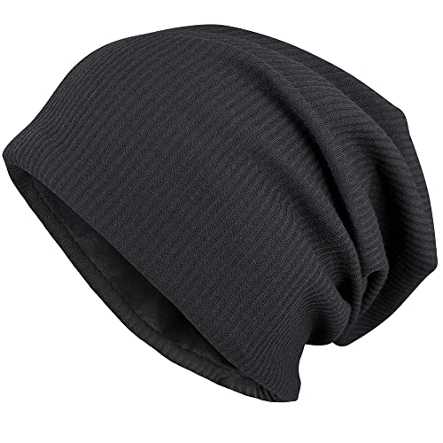 FRSOHEWIN Slouch Bonnet Pour Homme et Femme - Aspect rayé - En Jersey - Élégant - Élastique - Confortable - Printemps, Automne et Hiver, Schwarz, Taille Unique von FRSOHEWIN