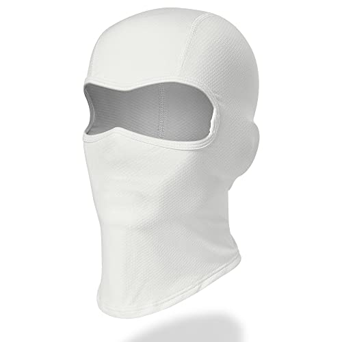 FRSOHEWIN Sturmhaube Balaclava Sommer dünn Atmungsaktiv Gesichtsmaske Polyester für Herren Damen Motorrad Fahrrad Outdoor Laufen Sport Weiß von FRSOHEWIN