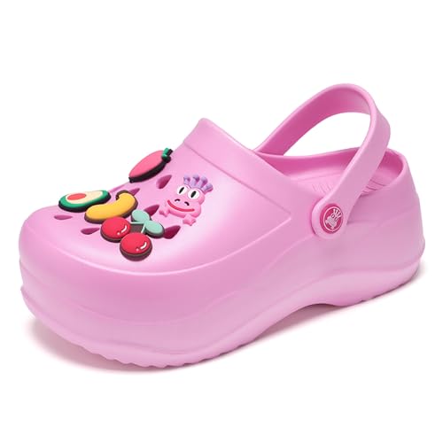 Damen Clogs Pantoletten Plattform Gartenschuhe Sommer Hausschuhe Strand Sandalen Garten Clogs rosa36 von FRTUBOP