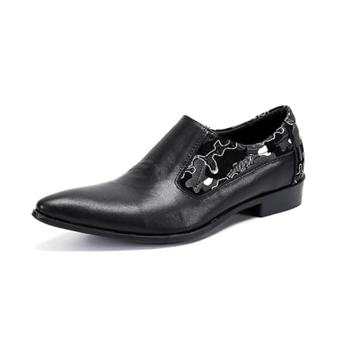 FSDIYU Anzugschuhe Herren, Britische lässige formelle atmungsaktive Herren-Kleiderschuhe, Hochzeit, Party, Bankett, Nachtclub, Bühne, Gastgeber, Friseur, Uniform, Büro, Arbeitsschuhe, 39 EU,Black von FSDIYU