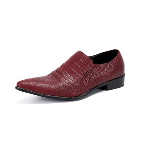 FSDIYU Anzugschuhe Herren, Business Casual Plaid atmungsaktive Herrenschuhe, Hochzeit, Party, Bankett, Nachtclub, Bühne, Gastgeber, Friseur, Uniform, Büro, Arbeitsschuhe, 38 EU,Red von FSDIYU