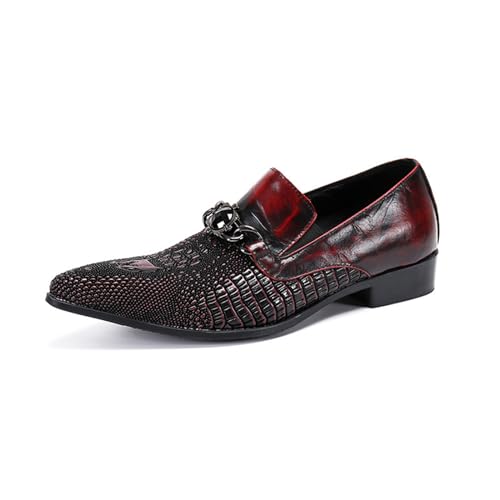 FSDIYU Anzugschuhe Herren, Business-Schuhe mit Spitzen Brogue-Nähten für Herren, Hochzeit, Party, Bankett, Nachtclub, Bühne, Gastgeber, Friseur, Uniform, Büro, Arbeitsschuhe, 38 EU,Red von FSDIYU