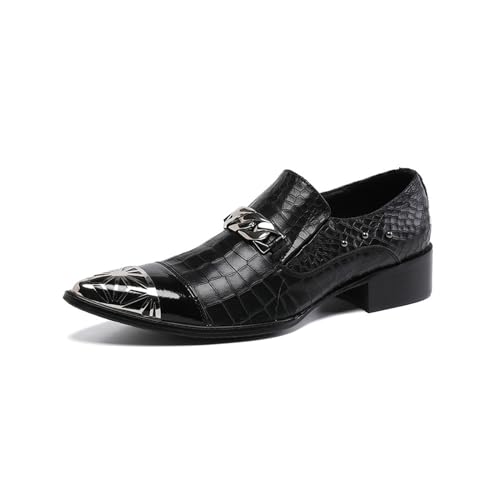 FSDIYU Anzugschuhe Herren, Einfache Herrenschuhe mit Steinmuster, Hochzeit, Party, Bankett, Nachtclub, Bühne, Gastgeber, Friseur, Uniform, Büro, Arbeitsschuhe, 39 EU,Black von FSDIYU