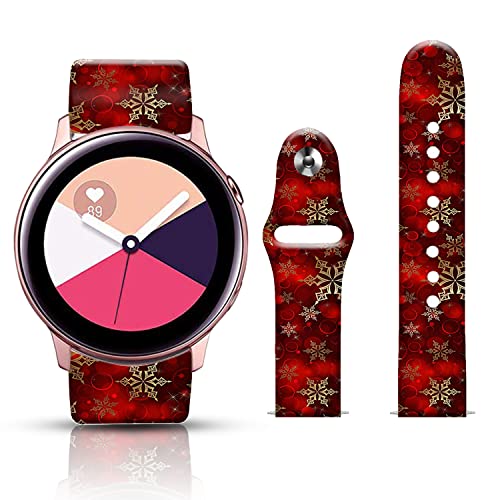 FTFCASE Silikon-Sportarmband, kompatibel mit Galaxy Watch, 42 mm, Weihnachtskugeln, Blumendruck, 20 mm, Ersatzarmband für Samsung Galaxy Watch 42 mm R810 Watch, Rot (Red Christmas) von FTFCASE