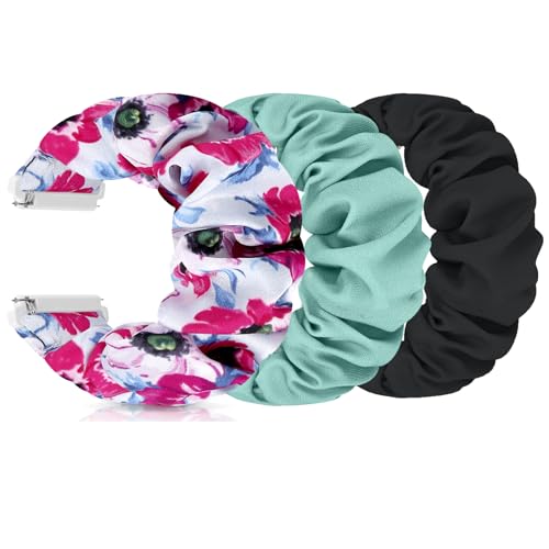 FTYQUEE Scrunchies-Uhrenarmbänder, kompatibel mit 16 mm, 18 mm, 19 mm, 20 mm, 22 mm, Schnellverschluss-Ersatzarmband, dehnbare Bänder für Männer und Frauen (16 mm, groß) von FTYQUEE