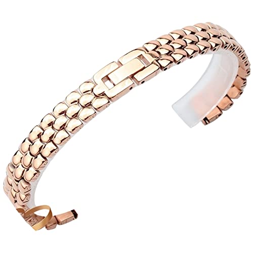 FUKUZL Edelstahl Uhren -Wachband Silber Roségold Armband Ersatzriemen 6 8 10 12 14 mm kleiner Wählscheibe Fashion Watch Kette (Color : Rose gold, Size : 10mm) von FUKUZL