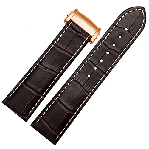 FUKUZL Rindslederarmband 20mm 22mm Faltschließe Für Hamilton Khaki Aviation Classic Series Herrenarmband (Color : Brown 02-rose gold B, Size : 20mm) von FUKUZL